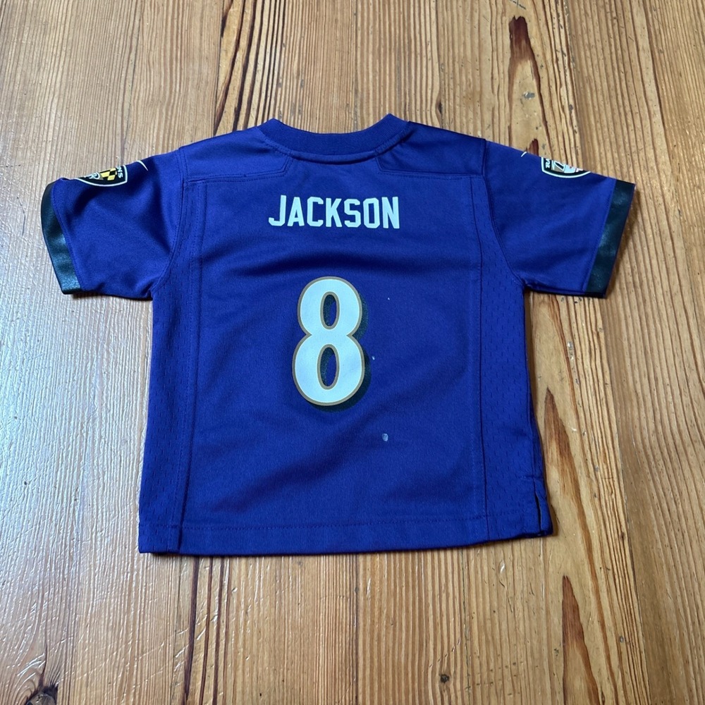 Nike Baltimore Ravens Lamar Jackson Jersey Kids Purple Athletic SIZE 24M - Picture 6 of 7